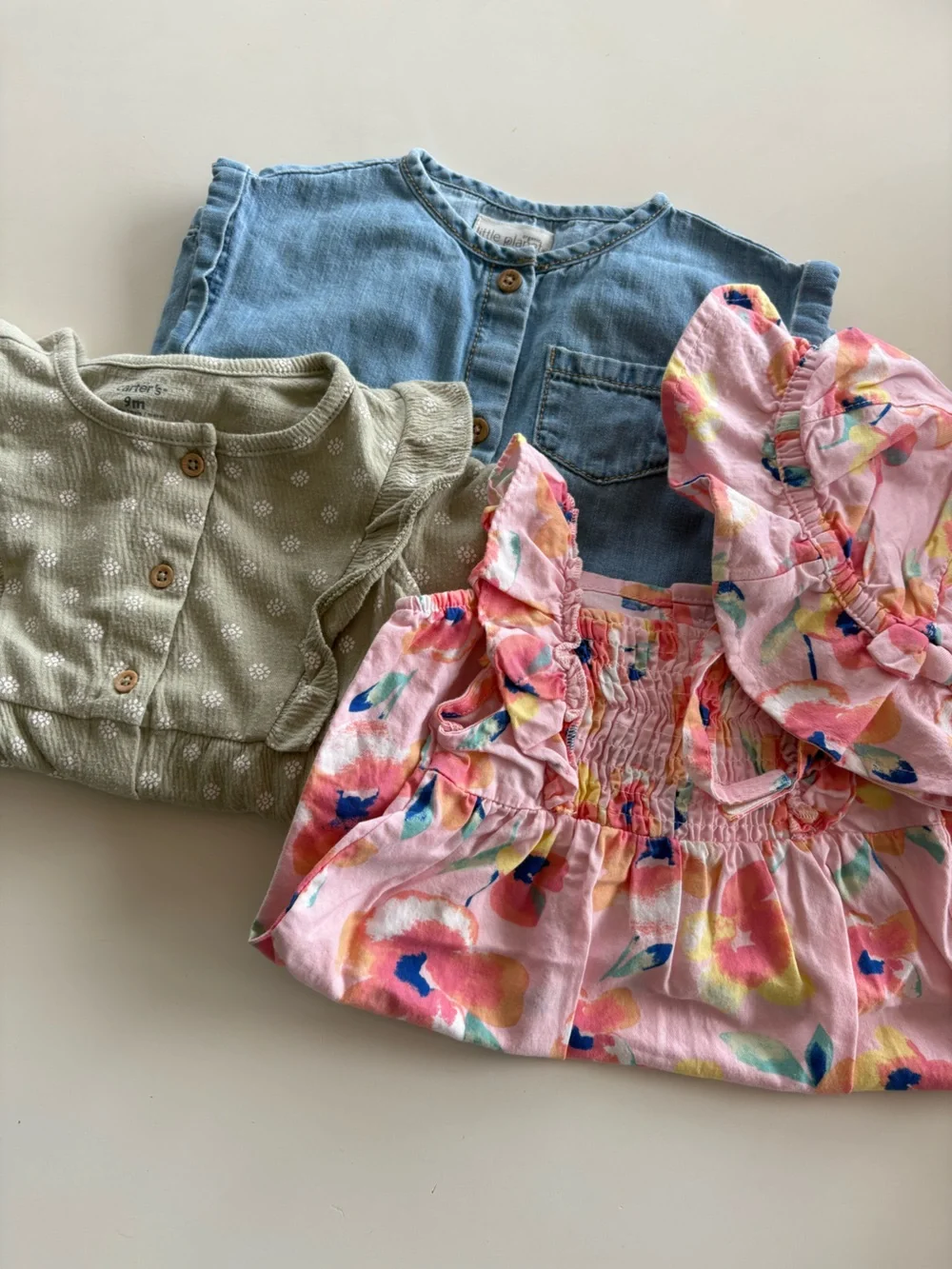 Carter’s Summer Bundle for Girls-2 Playsuits /1 Romper with matching Sunhat